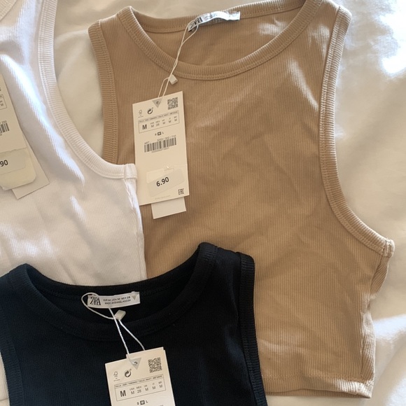 Zara Crop Tanks - black tan and white size medium - Picture 3 of 4